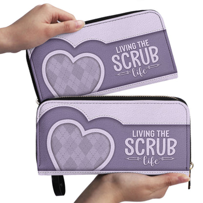 Scrub Heart - Personalized Nurse Leather Long Wallet