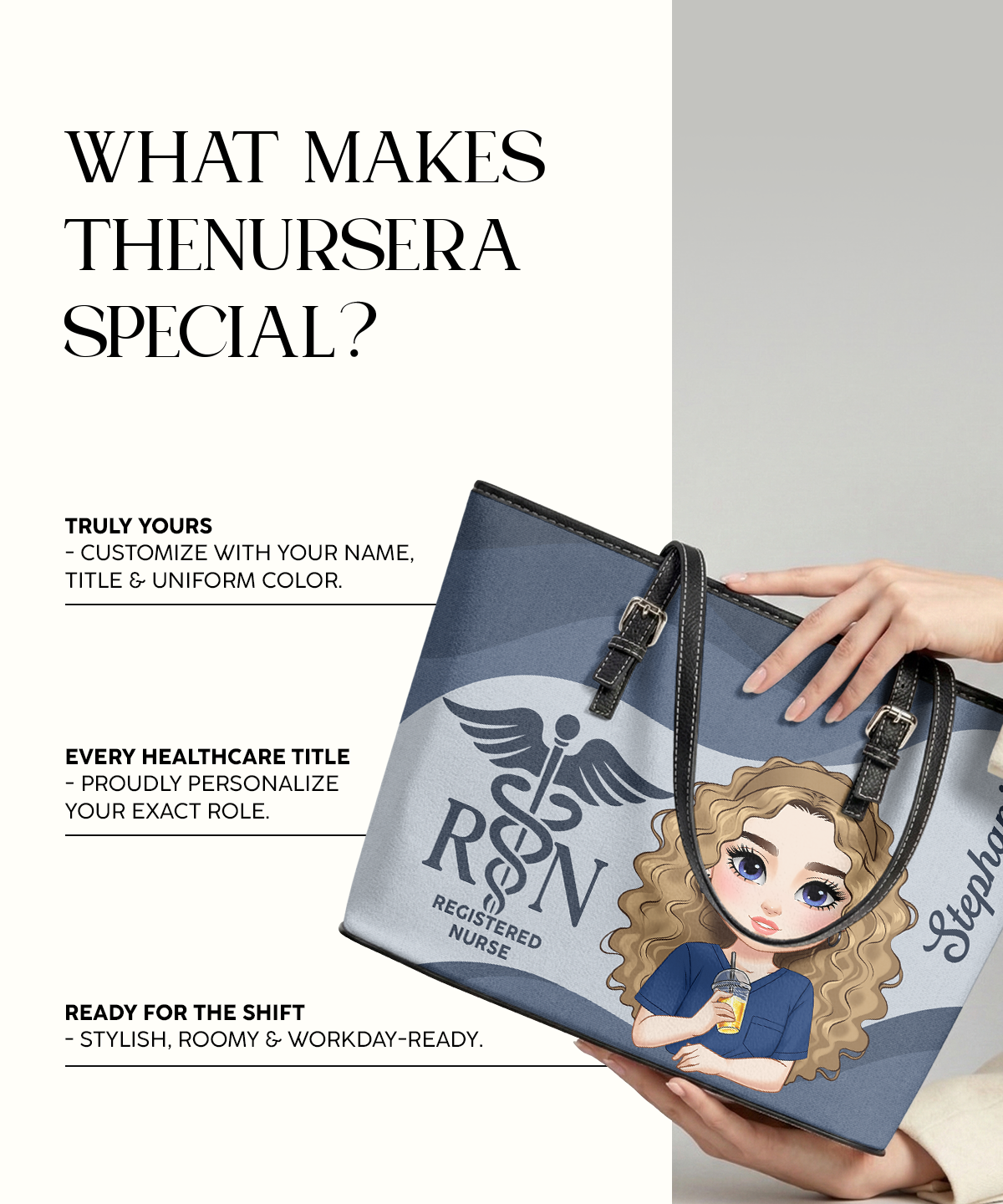 Iconic Nurse Life - Personalized Custom Nurse Leather Tote Bag