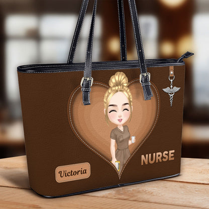 All Time Nurse - Personalized Custom Nurse Leather Tote Bag