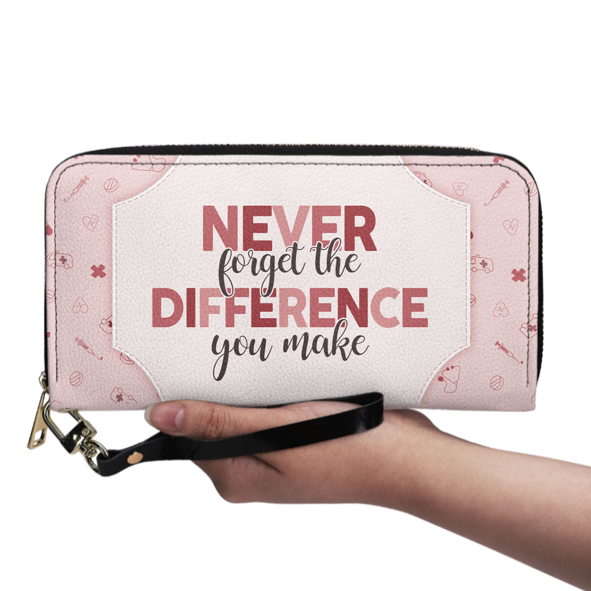 The Difference You Make - Personalized Nurse Leather Clutch Purse