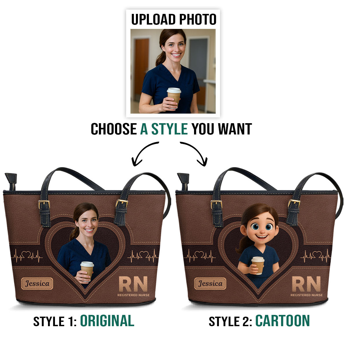 The Scrub Life Photo - Personalized Custom Nurse Leather Tote Bag