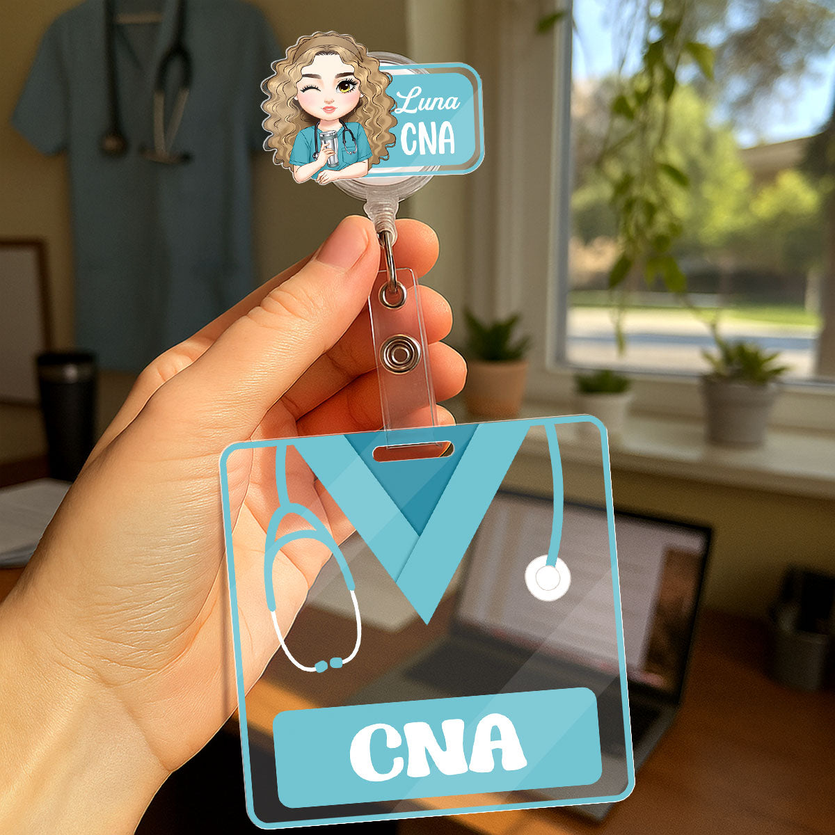 Basic Scrub - Personalized Nurse Badge Reel & Buddy Set