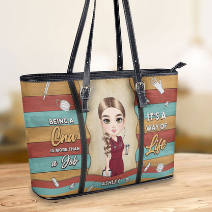 More Than A Job - Personalized Custom Nurse Leather Tote Bag