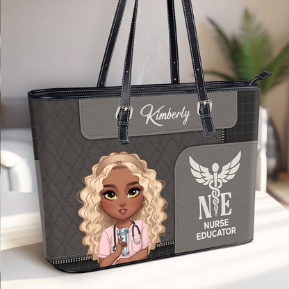 Gentle Nurse Life - Personalized Custom Nurse Leather Tote Bag