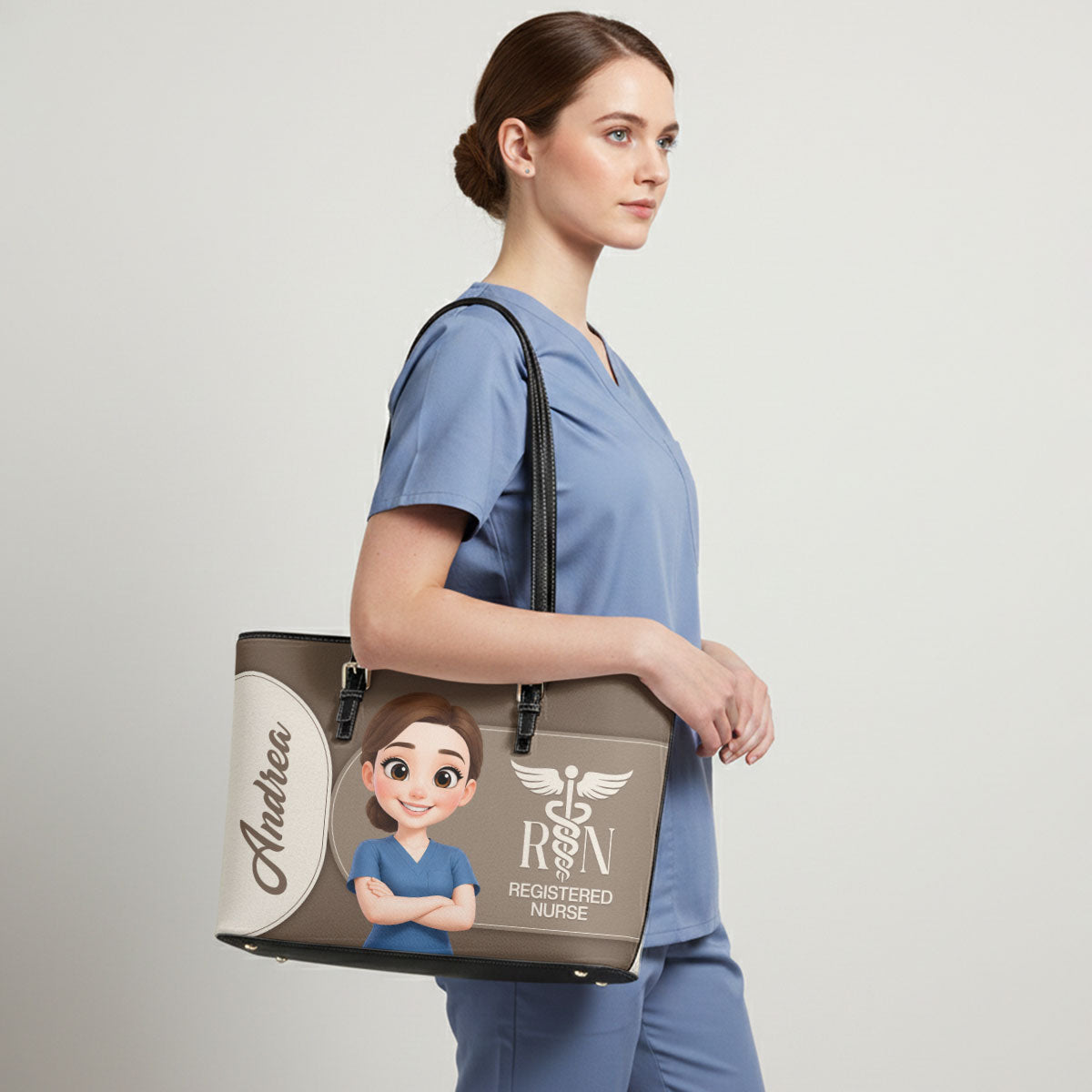 Carefully Dedicated - Personalized Custom Nurse Leather Tote Bag