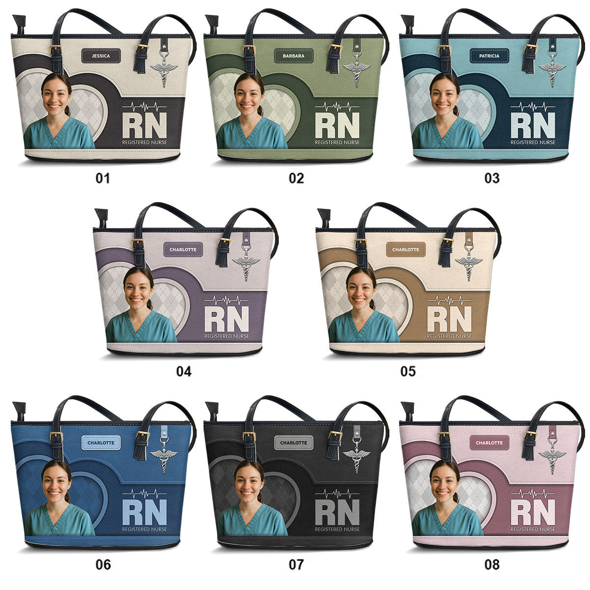 Nurse Basic Style Photo - Personalized Custom Nurse Leather Tote Bag