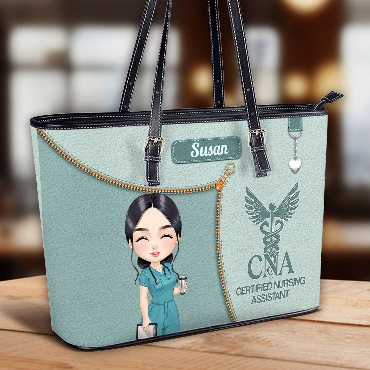 Watercolor Nurse - Personalized Custom Nurse Leather Tote Bag