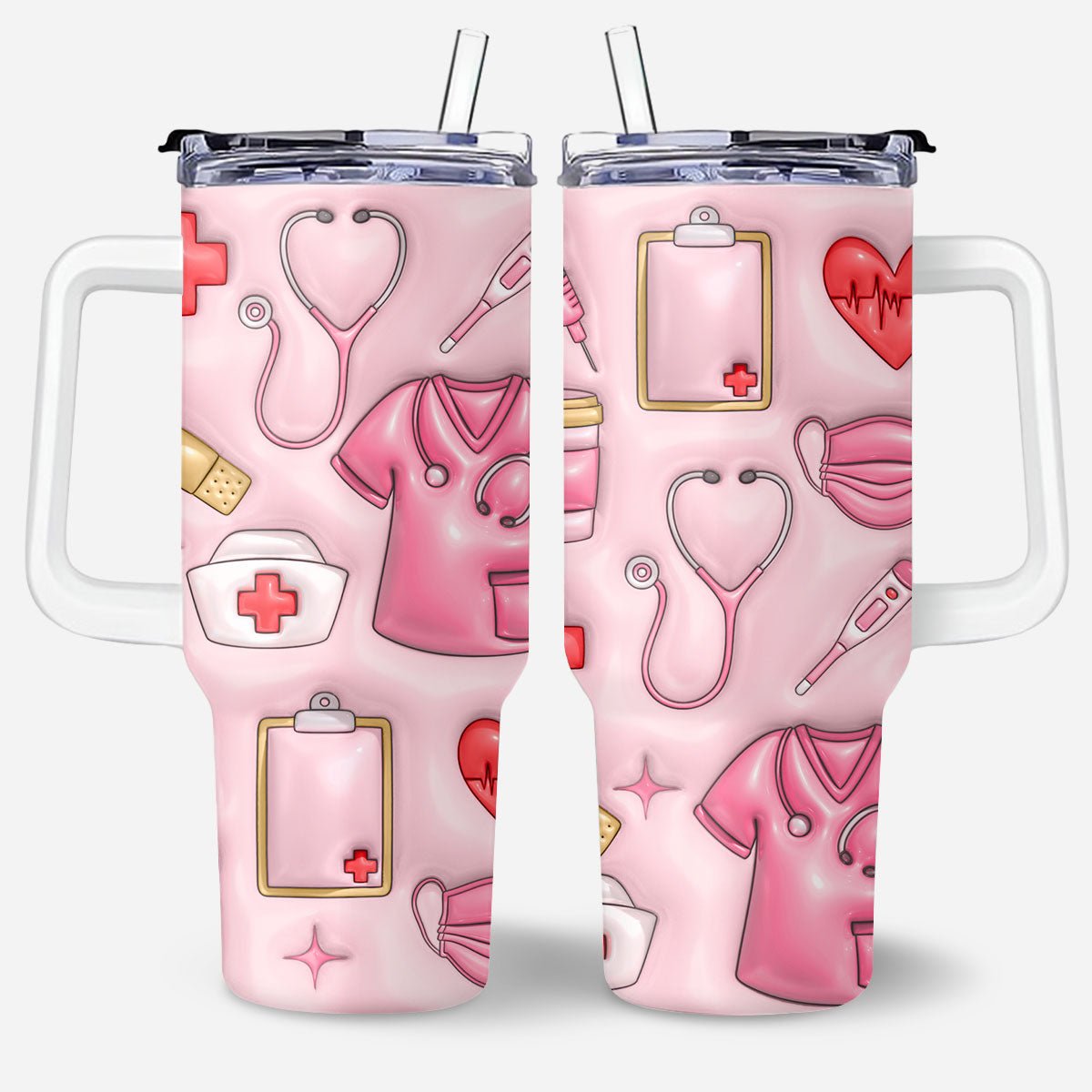 Nurse Puffy - Personalized Nurse 40oz Tumbler With Handle