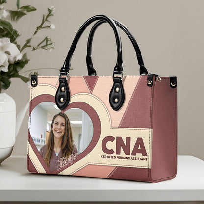 Nurse Heart Photo - Personalized Custom Leather Handbag