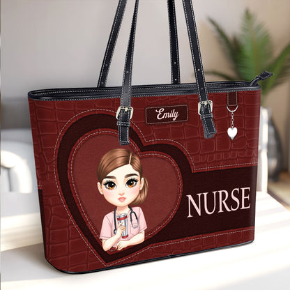 Dedicated Nurse Life - Personalized Custom Nurse Leather Tote Bag
