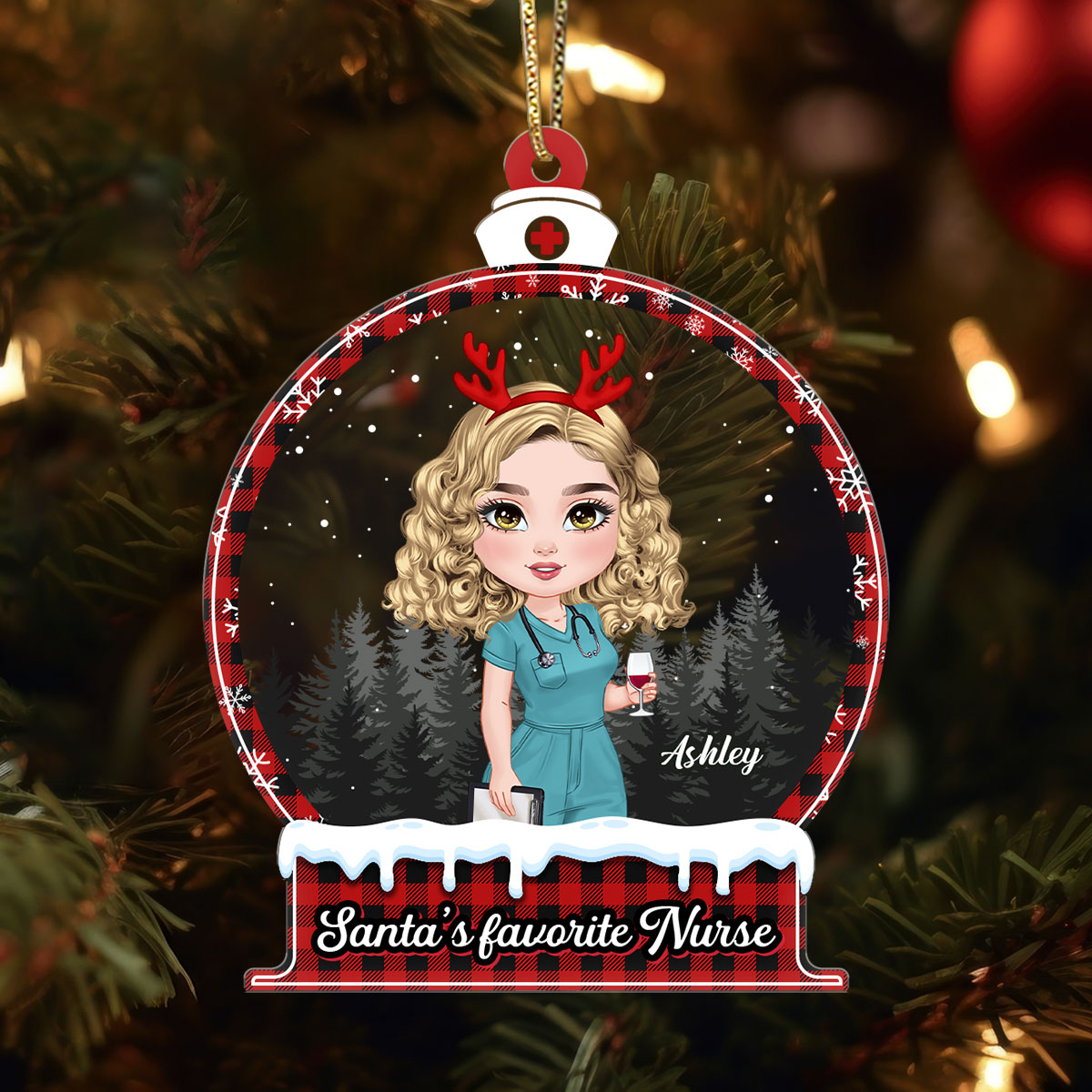 Santa's Favorite Nurse - Personalized Nurse Acrylic Ornament