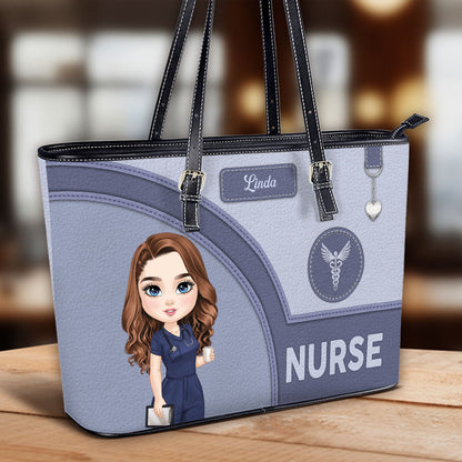 Gentle Style Nurse - Personalized Custom Nurse Leather Tote Bag