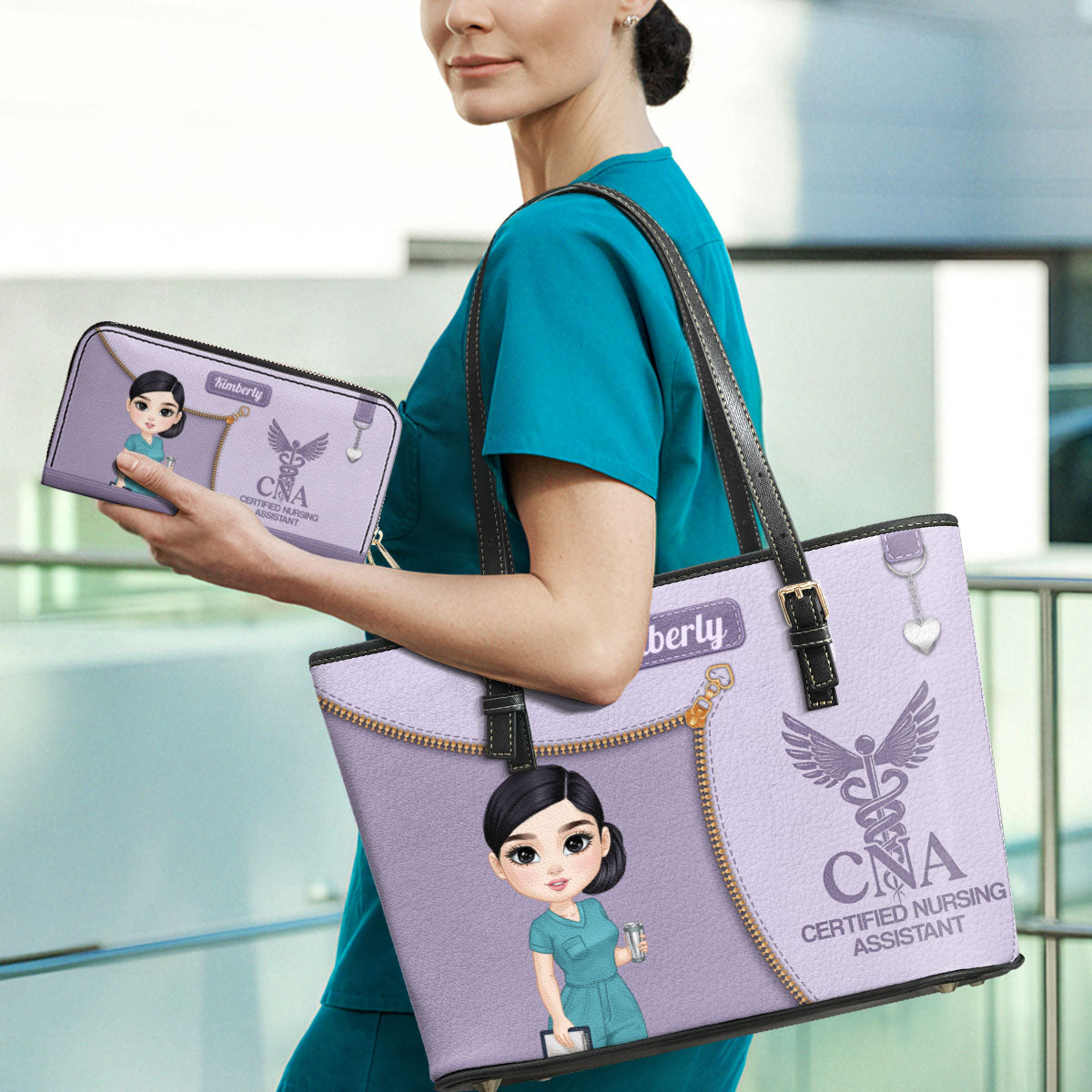 Watercolor Nurse - Personalized Custom Nurse Leather Tote Bag Deal