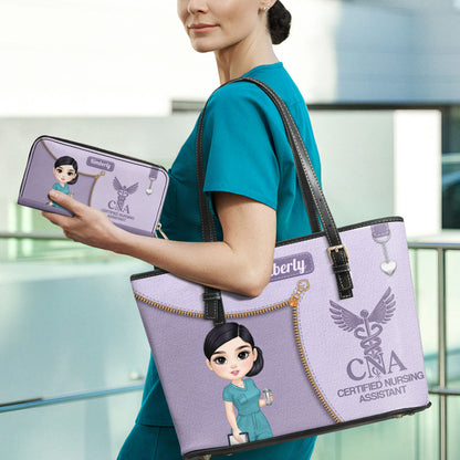 Watercolor Nurse - Personalized Custom Nurse Leather Tote Bag Deal