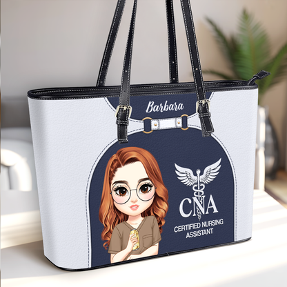 Nurse Harmony Life - Personalized Custom Nurse Leather Tote Bag
