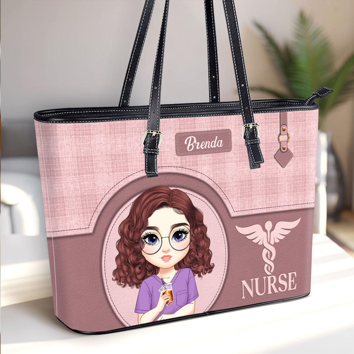 Nurse Grateful Life - Personalized Custom Nurse Leather Tote Bag