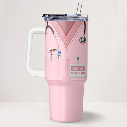 Living Scrub Life - Personalized Nurse 40oz Tumbler With Handle