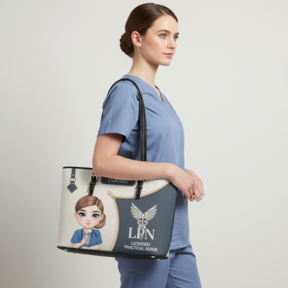 Elevated Nurse Life - Personalized Custom Nurse Leather Tote Bag