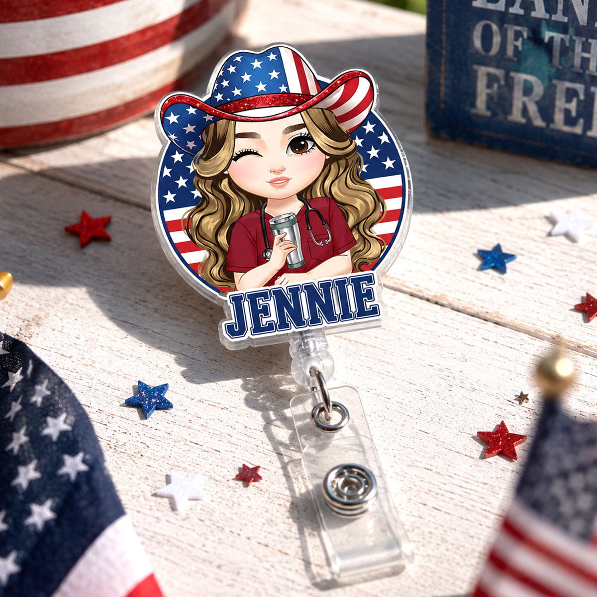 Proud Nurse USA - Personalized Nurse Badge Reel