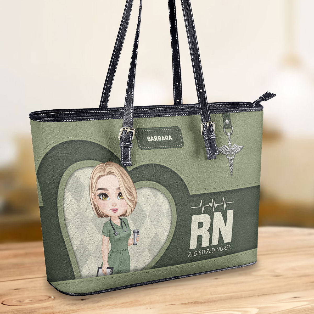 Nurse Basic Style - Personalized Custom Nurse Leather Tote Bag