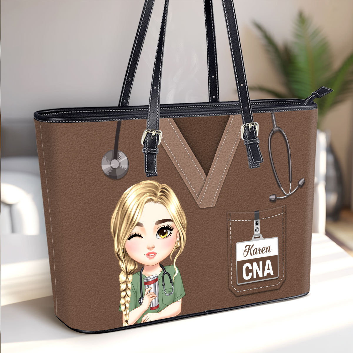 Nurse Perfect Scrub - Personalized Custom Nurse Leather Tote Bag