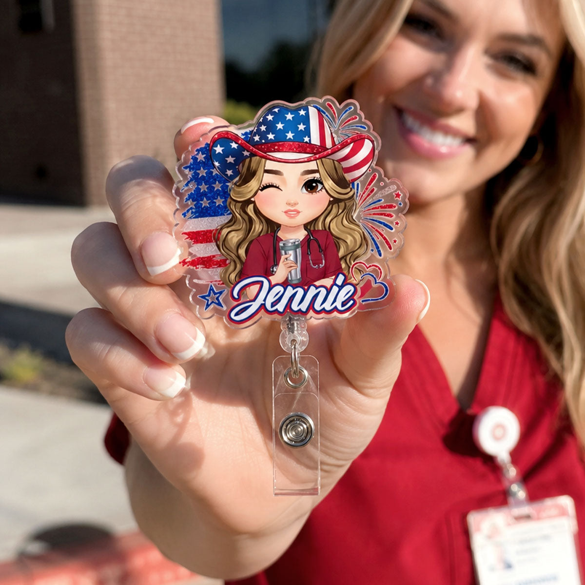 USA Nurse Style - Personalized Nurse Badge Reel