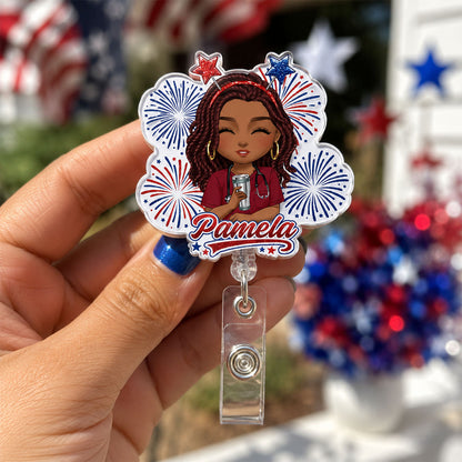 Freedom Nurse Vibes - Personalized Nurse Badge Reel