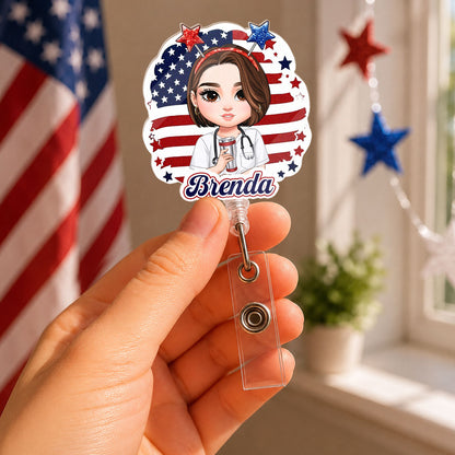 Patriotic Nurse Spirit - Personalized Nurse Badge Reel