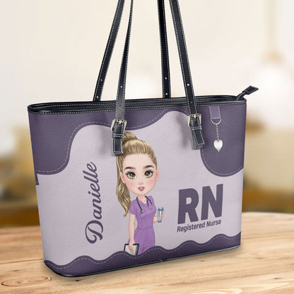 Nurse Lovely Day - Personalized Custom Nurse Leather Tote Bag