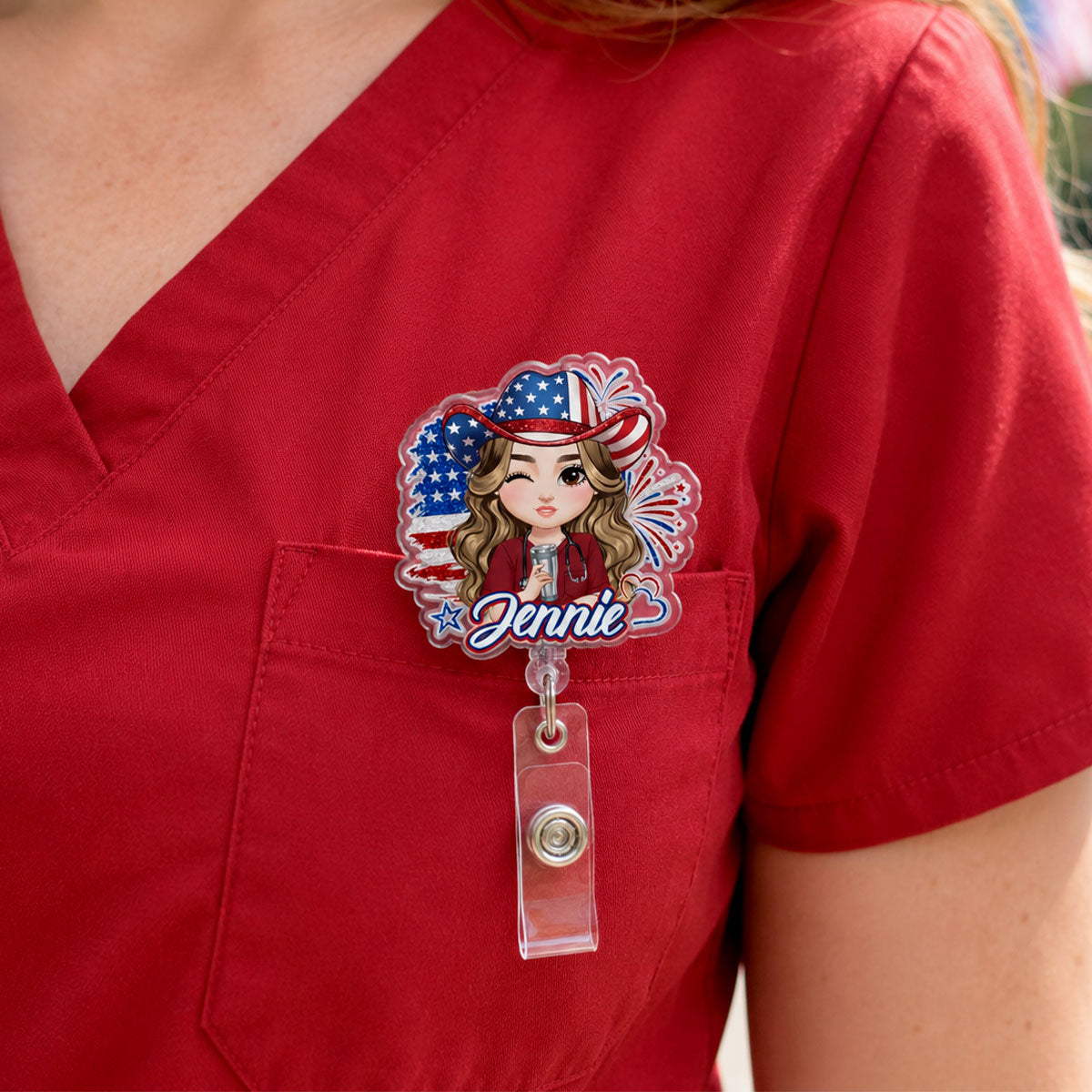 USA Nurse Style - Personalized Nurse Badge Reel