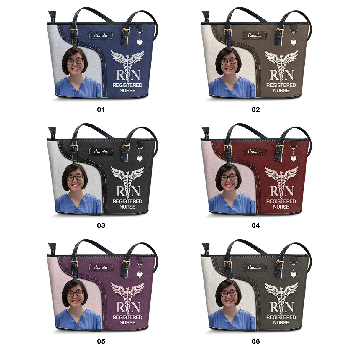Graceful Nurse Style Photo - Personalized Custom Nurse Leather Tote Bag