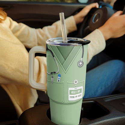 Living Scrub Life - Personalized Nurse 40oz Tumbler With Handle