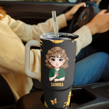 Sunflower Nurse - Personalized Nurse 40oz Tumbler With Handle