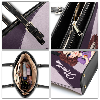 Charming Nurse - Personalized Custom Nurse Leather Tote Bag