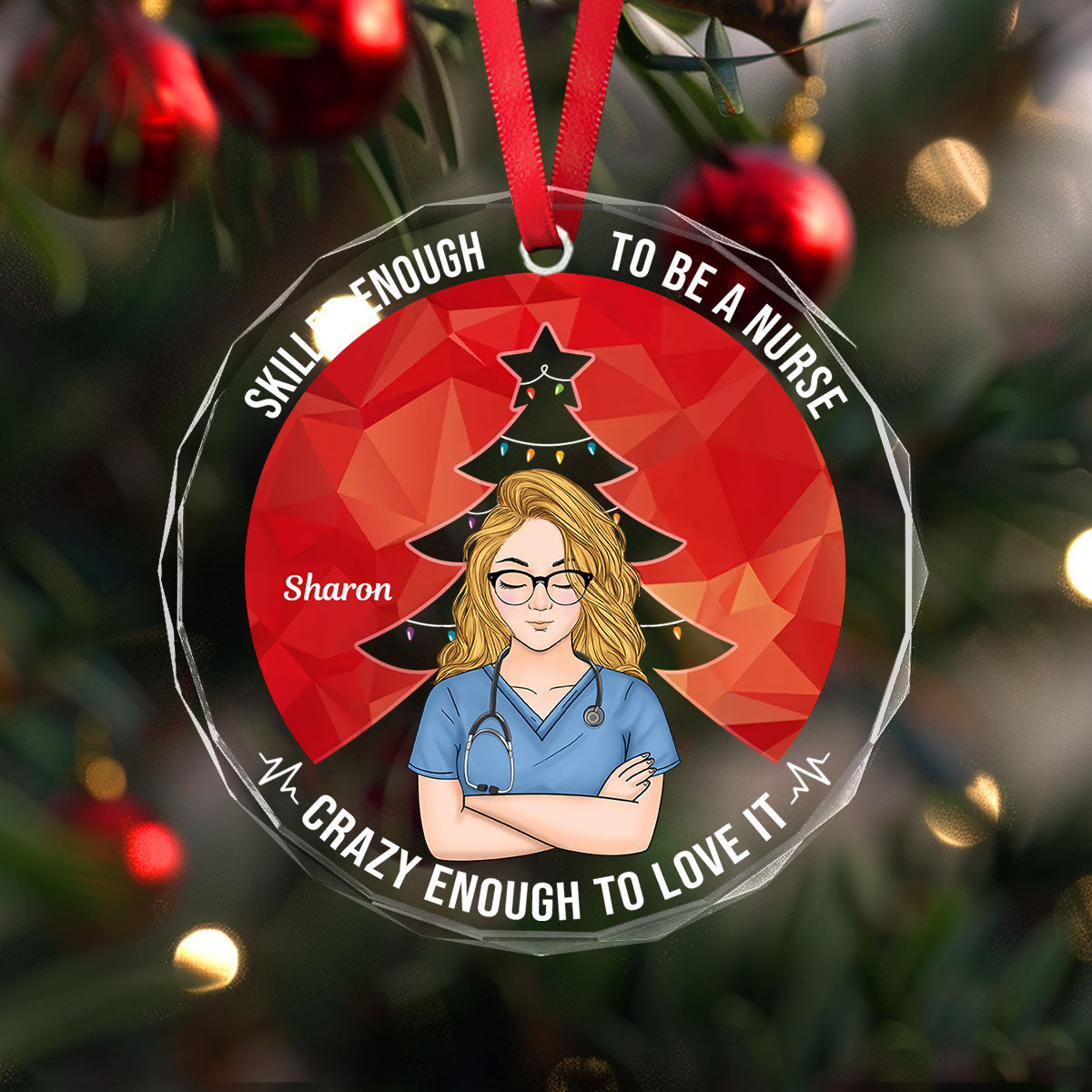 Skilled Nurse - Personalized Nurse Circle Glass Ornament