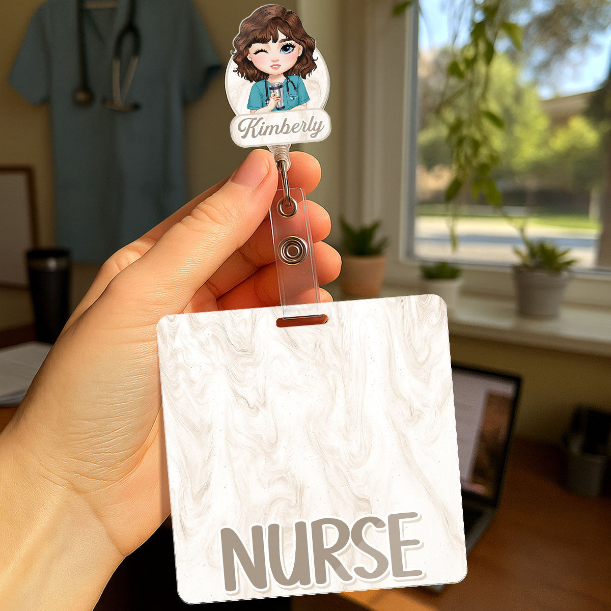 Marble Style Nurse - Personalized Nurse Badge Reel & Buddy Set