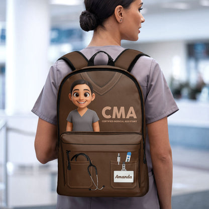 Nurse Scrubs Life Cartoon - Personalized Backpack