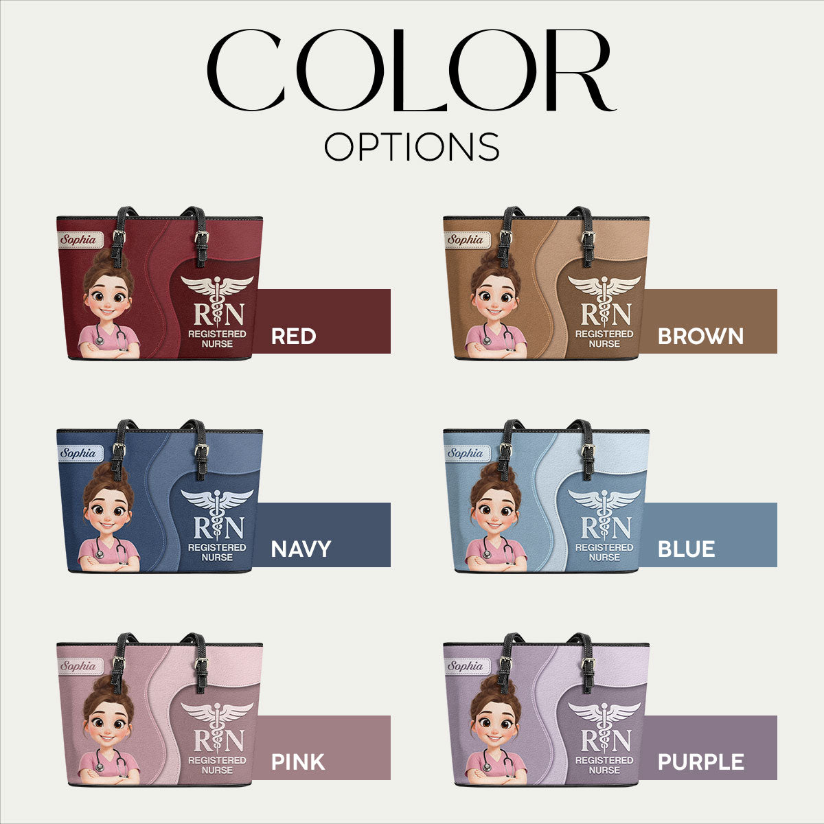 Elegant Nurse Style - Personalized Custom Nurse Leather Tote Bag