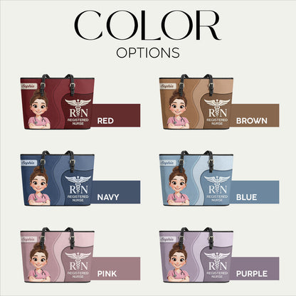 Elegant Nurse Style - Personalized Custom Nurse Leather Tote Bag