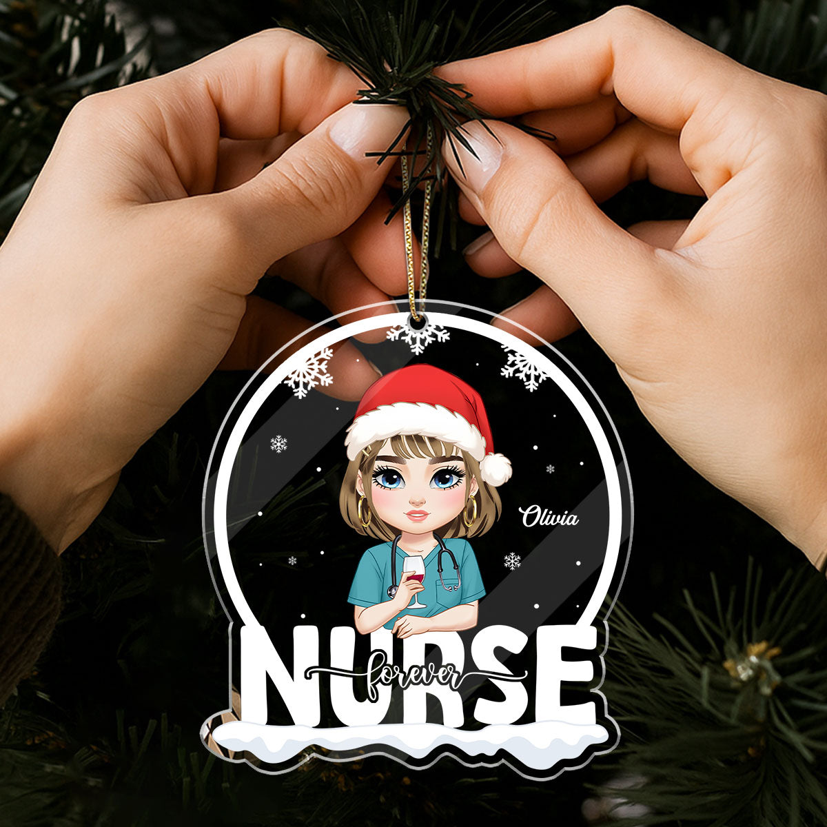 Snow Globe Nurse - Personalized Nurse Acrylic Ornament