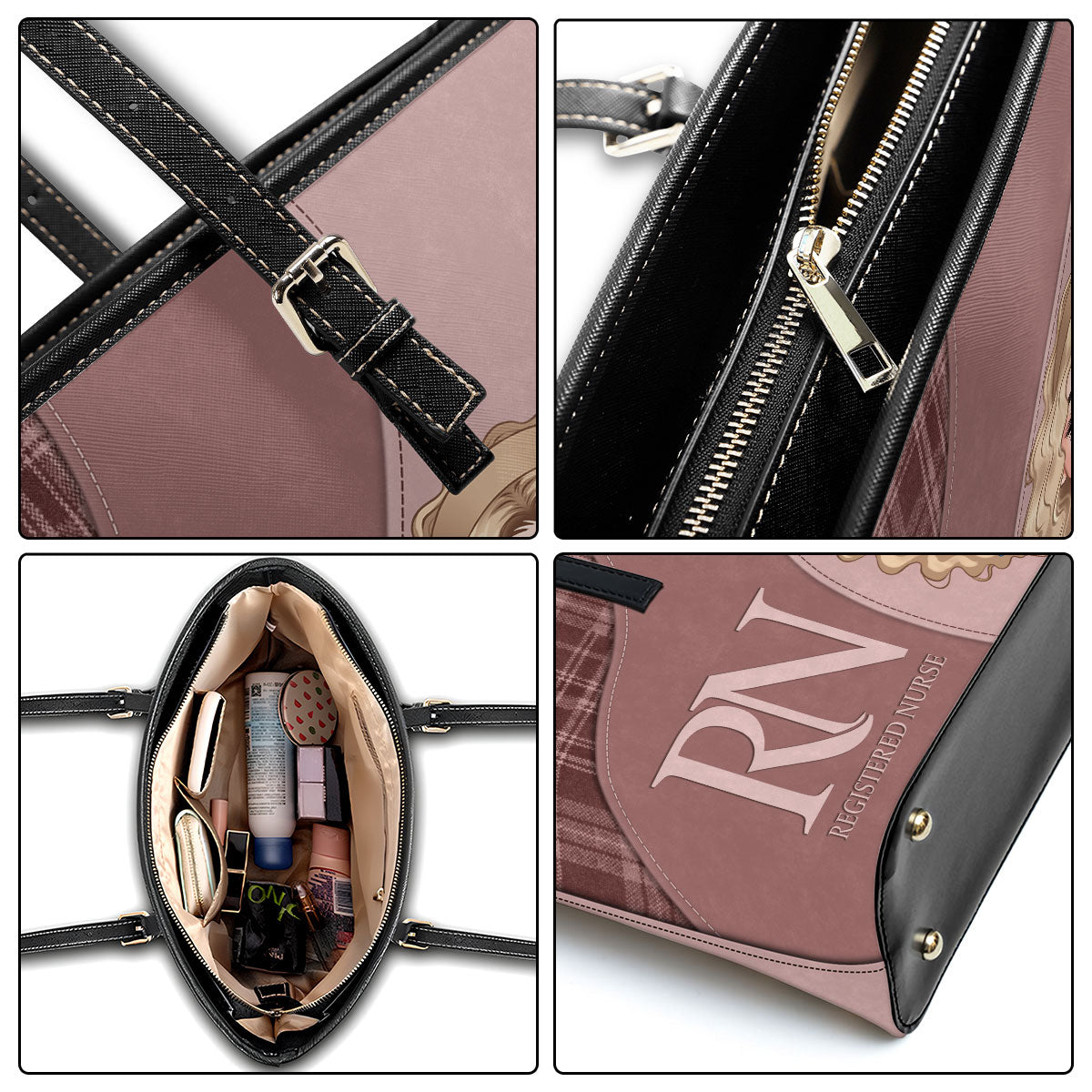 Nurse With Bright Life - Personalized Custom Nurse Leather Tote Bag