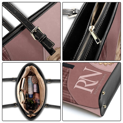 Nurse With Bright Life - Personalized Custom Nurse Leather Tote Bag