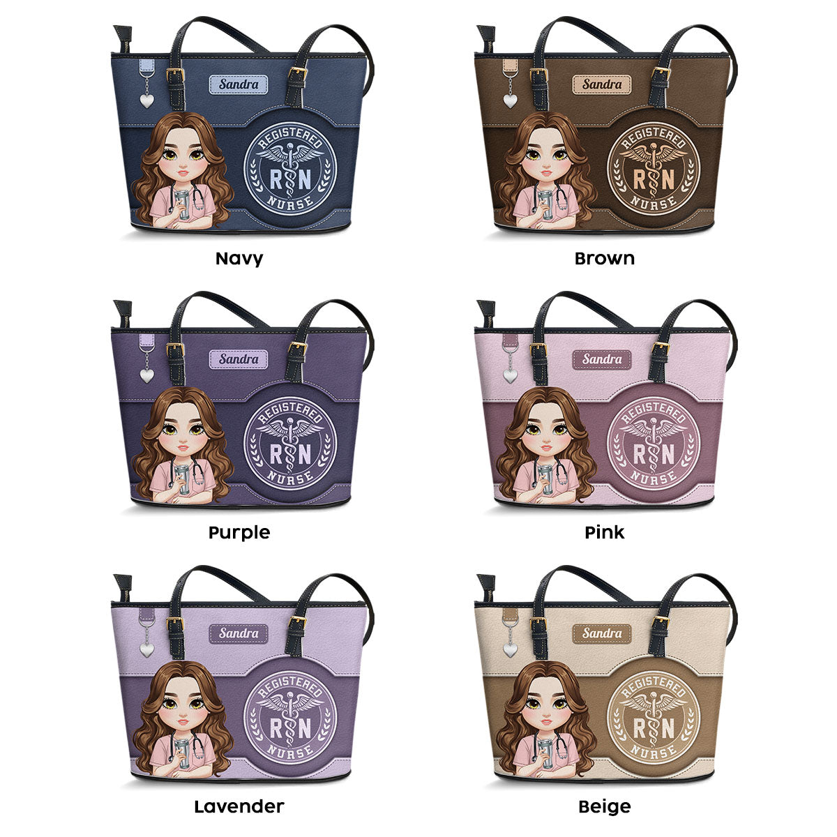 Classic Nurse Life - Personalized Custom Nurse Leather Tote Bag