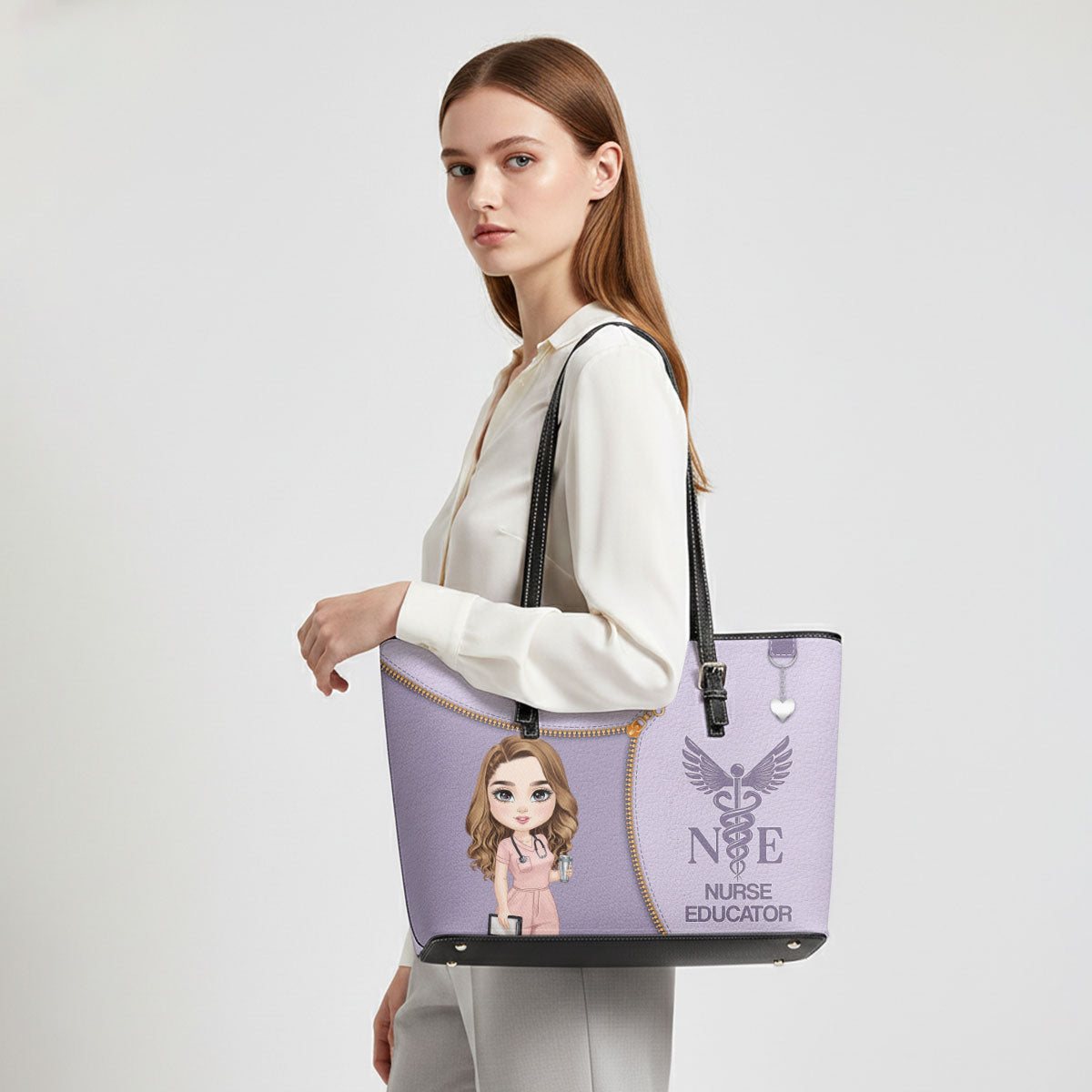 Watercolor Nurse - Personalized Custom Nurse Leather Tote Bag
