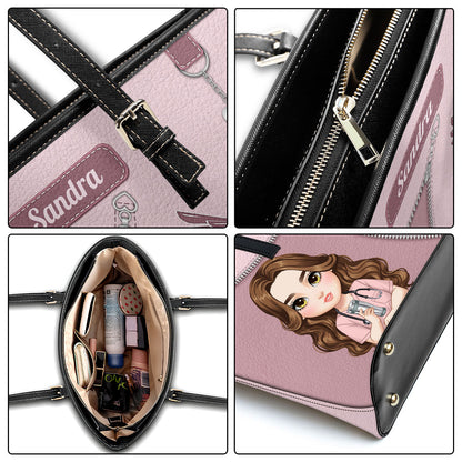 Lovely Nurse Style - Personalized Custom Nurse Leather Tote Bag