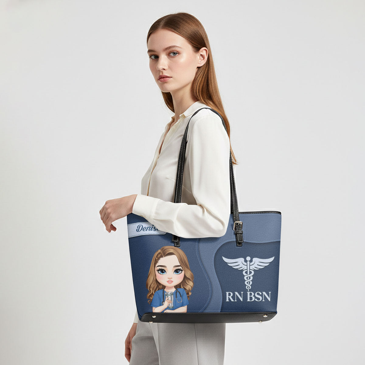 Nurse Timeless Style - Personalized Custom Nurse Leather Tote Bag