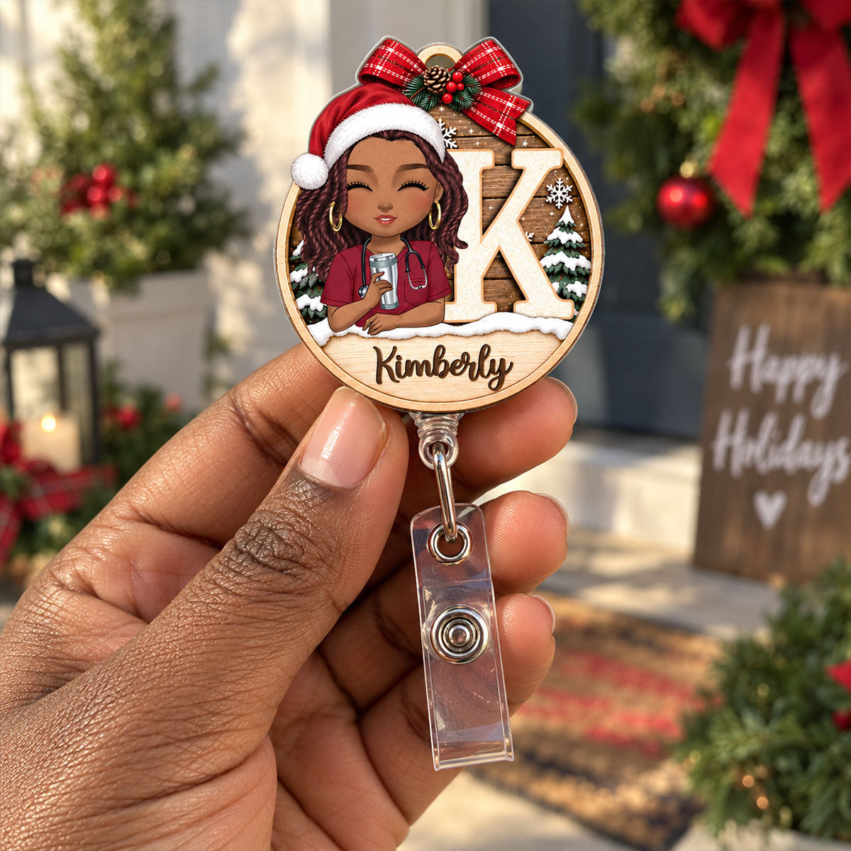 Cozy Holiday For Nurse - Personalized Nurse Badge Reel