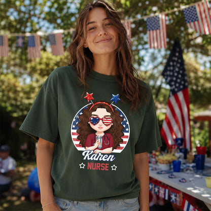 Nurse With Patriotic Spirit (Dark Ver.) - Personalized Custom Nurse T-shirt, Hoodie, Sweatshirt