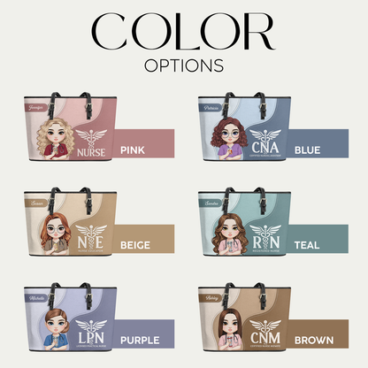 Calm Nurse Spirit - Personalized Custom Nurse Leather Tote Bag
