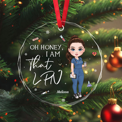 Oh Honey Nurse - Personalized Nurse Circle Glass Ornament